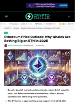 Ethereum Price Outlook: Why Whales Are Betting Big on ETH in 2025 - Crypto News Flash