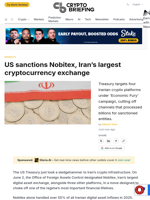 US sanctions Nobitex, Iran's largest cryptocurrency exchange