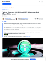 Tether Mints 160 Billion USDT, But Warnings Remains
