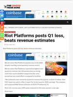 Riot Platforms posts Q1 loss, beats revenue estimates - The Crypto News Wire