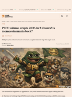 PEPE volume erupts 283% in 24 hours! Is memecoin mania back? - AMBCrypto