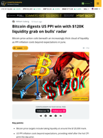 Bitcoin Eyes $120,000 Liquidity Amid Cool PPI Inflation