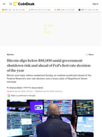 Bitcoin price news: BTC under $88,000 ahead of Fed week and Big Tech earnings