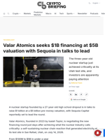 Valar Atomics seeks $1B financing at $5B valuation with Sequoia in talks to lead