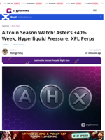 Altcoin Season: Aster +40%, Hyperliquid Pressure, XPL Perps