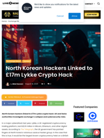 North Korean Hackers Linked to £17m Lykke Crypto Hack | Live Bitcoin News