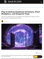Play-to-Airdrop Explained: Emissions, Point Multipliers, and Snapshot Traps - DailyCoin