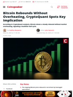 Bitcoin Bounces Back Calmly — What CryptoQuant Sees Next