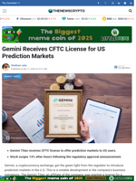 Gemini Receives CFTC License for US Prediction Markets - TheNewsCrypto