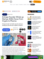 Entropy Founder Winds up Startup, Shifts Focus From Crypto to Pharma – News Bytes Bitcoin News
