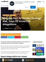 Binance Denies $1B Iran Claims, Changpeng Zhao Cites AML