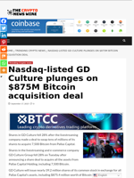 Nasdaq-listed GD Culture plunges on $875M Bitcoin acquisition deal - The Crypto News Wire