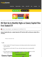 INJ Shot Up to Monthly Highs as Canary Capital Files First Staked ETF