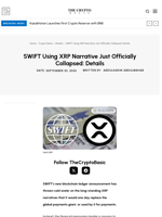 SWIFT Using XRP Narrative Just Officially Collapsed: Details