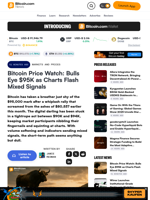 Bitcoin Price Watch: Bulls Eye $95K as Charts Flash Mixed Signals – Markets and Prices Bitcoin News