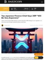 Top Japanese Finance Chief Says XRP “Will Be Very Expensive” - DailyCoin