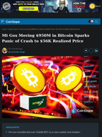 Mt Gox Moving $950M in Bitcoin Sparks Panic of Crash to $56K Realized Price