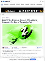 Zcash Price Rally To Continue Without Dips? Here’s Why