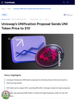 Uniswap’s UNIfication Proposal Sends UNI Token Price to $10