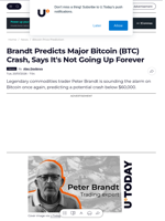 Brandt Predicts Major Bitcoin (BTC) Crash, Says It's Not Going Up Forever - U.Today