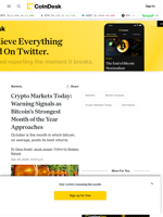 Crypto Markets Today: Warning Signals as Bitcoin's Strongest Month of the Year Approaches