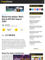 Bitcoin Price Analysis: What's Next for BTC After Surge to $75K?