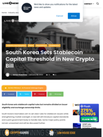 South Korea Sets Stablecoin Capital Threshold in New Crypto Bill | Live Bitcoin News