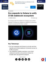 Eco expands to Solana to unify $15B stablecoin ecosystem