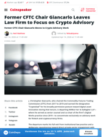 Former CFTC Chair Giancarlo Leaves Law Firm to Focus on Crypto Advisory - Coinspeaker