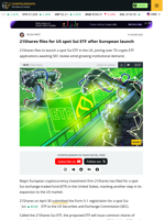 21Shares files for US spot Sui ETF after European launch
