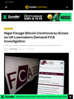 Nigel Farage Bitcoin Controversy Grows as UK Lawmakers Demand FCA Investigation