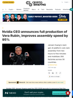 Nvidia CEO announces full production of Vera Rubin, improves assembly speed by 95%