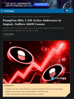 PumpFun Hits 1.3M Active Addresses in August, Suffers $66M Losses