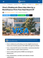 Visa’s Stablecoin Race Was Won by a Remittance Firm Few Had Heard Of - Crypto News Flash