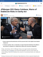 JPMorgan CEO Slams Coinbase, Warns of Stablecoin Risks in Clarity Act - TheNewsCrypto