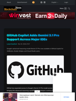 GitHub Copilot Adds Gemini 3.1 Pro Support Across Major IDEs - Blockchain.News