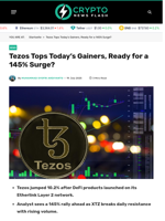 Tezos Tops Today's Gainers, Ready for a 145% Surge? - Crypto News Flash