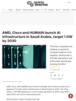 AMD, Cisco and HUMAIN launch AI infrastructure in Saudi Arabia, target 1 GW by 2030