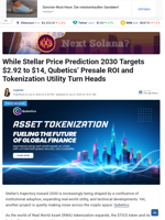 While Stellar Price Prediction 2030 Targets $2.92 to $14, Qubetics’ Presale ROI and Tokenization Utility Turn Heads