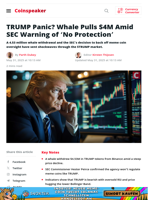 TRUMP Panic? Whale Pulls $4M Amid SEC Warning of ‘No Protection’ - Coinspeaker