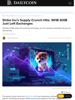 Shiba Inu’s Supply Crunch Hits: 361B SHIB Just Left Exchanges - DailyCoin
