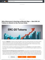 Ethereum Rallies While Bitcoin Slips — Top ERC-20 Tokens to Watch Now