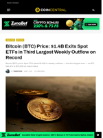 Bitcoin (BTC) Price: $1.4B Exits Spot ETFs in Third Largest Weekly Outflow on Record - CoinCentral