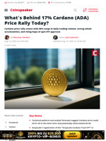 What's Behind 17% Cardano (ADA) Price Rally Today? - Coinspeaker