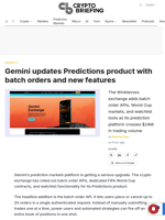 Gemini updates Predictions product with batch orders and new features