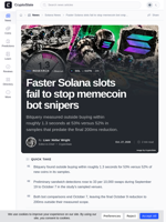 Faster Solana slots fail to stop memecoin bot snipers
