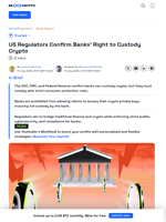 US Banks Can Finally Custody Crypto, Regulators Confirm