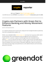 Crypto.com Partners with Green Dot to Enhance Banking and Money Movement Features