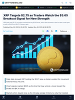 XRP Targets $2.75 as Traders Watch the $3.65 Breakout Signal