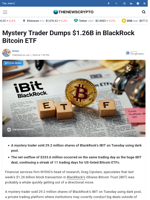 Mystery Trader Dumps $1.26B in BlackRock Bitcoin ETF - TheNewsCrypto